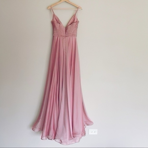 La Femme Chiffon Ballgown Mauve Maxi Dress - Picture 7 of 9